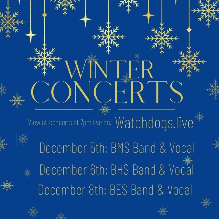 Winter Band & Vocal Concerts will be live-streamed. 